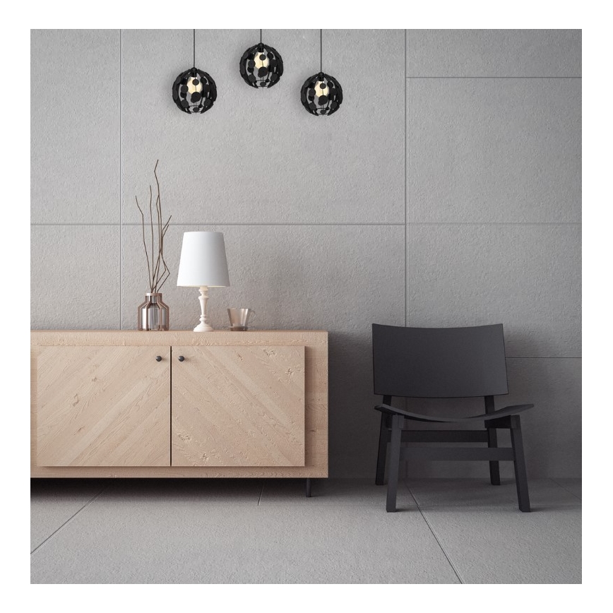Lampadario su fune GAIA 3xE27/60W/230V nero/marrone