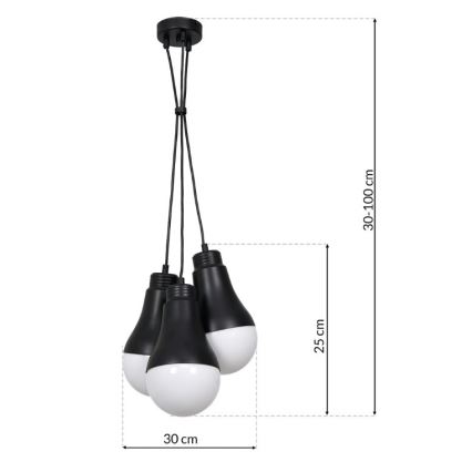 Lampadario su fune HELIOS 3xE14/40W/230V