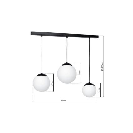 Lampadario su fune LIMA 3xE14/40W/230V