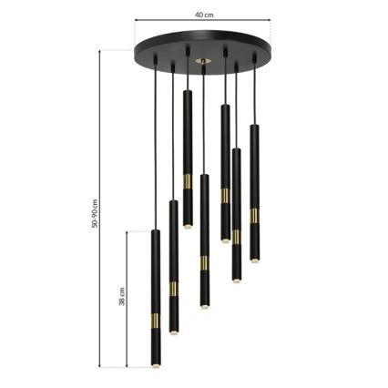 Lampadario su fune MONZA 7xG9/7W/230V