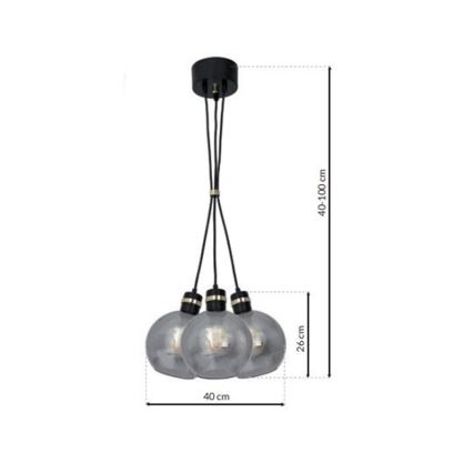 Lampadario su fune OMEGA 3xE27/60W/230V