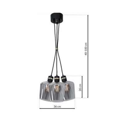 Lampadario su fune RICHMOND 3xE27/60W/230V