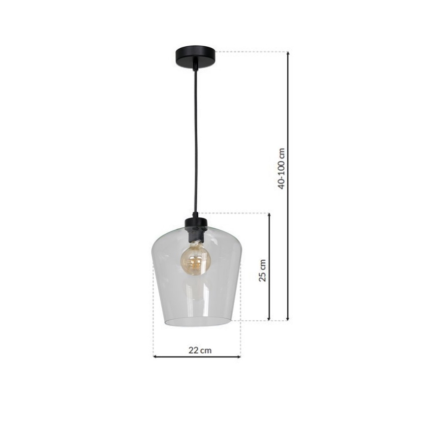Lampadario su fune SANTIAGO 1xE27/60W/230V limpido