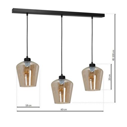 Lampadario su fune SANTIAGO 3xE27/60W/230V marrone