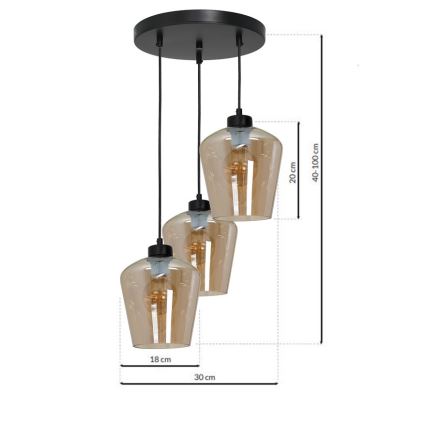 Lampadario su fune SANTIAGO 3xE27/60W/230V marrone