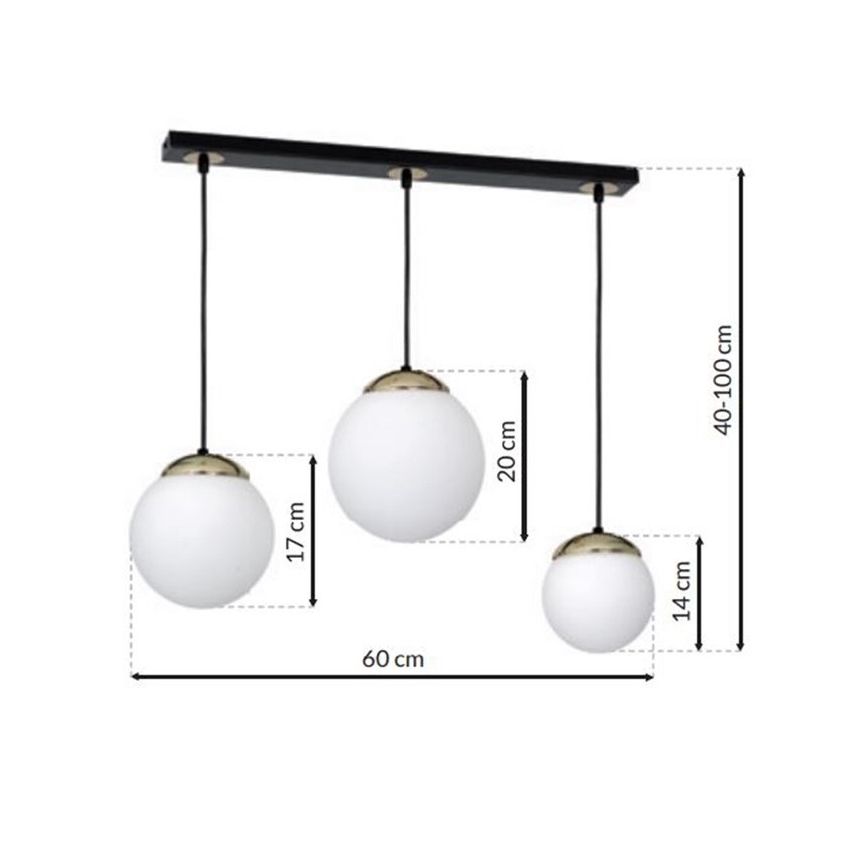 Lampadario su fune SPARTA 3xE14/40W/230V