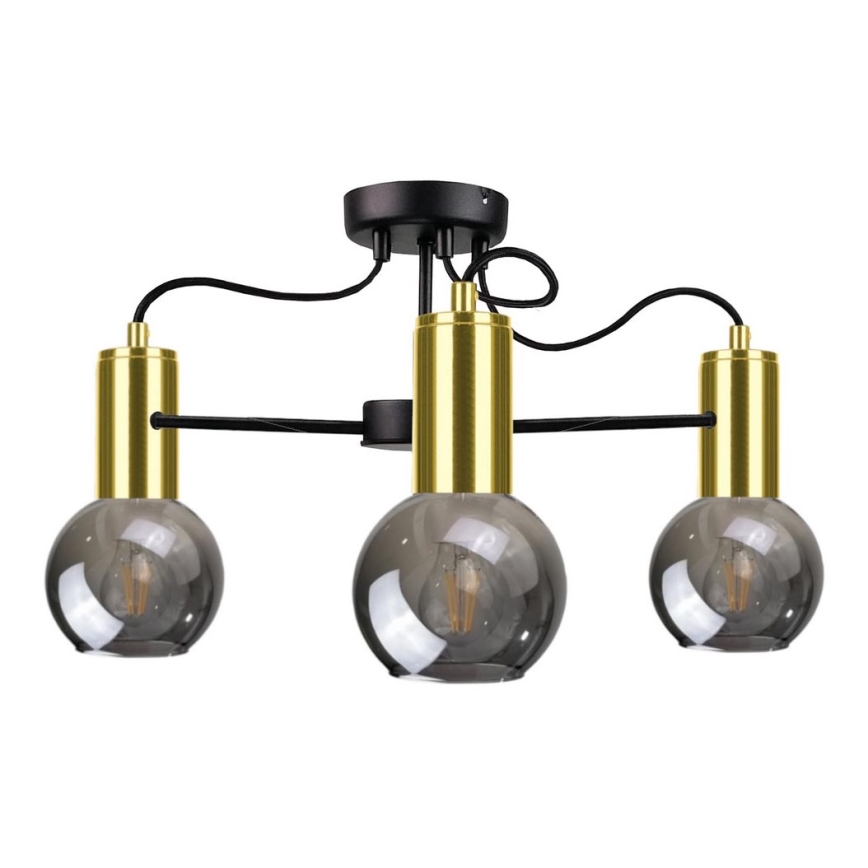 Lampadario su palo  LIVA 3xE27/60W/230V nero/oro