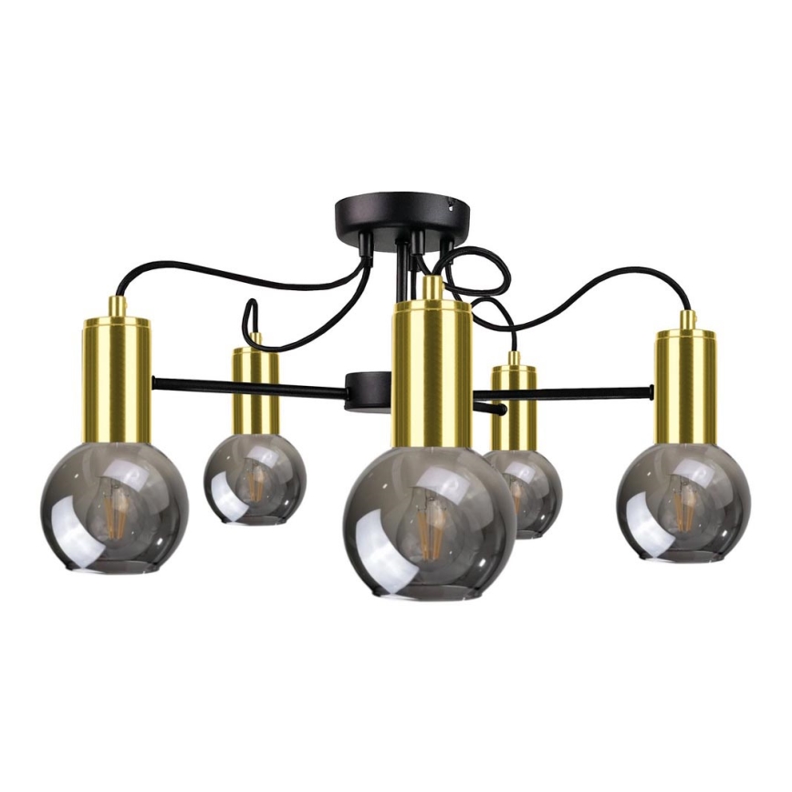 Lampadario su palo LIVA 5xE27/60W/230V nero/oro