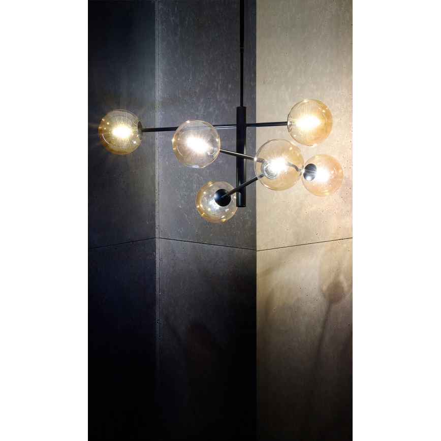 Lampadario su palo ORO 6xG9/12W/230V nero/oro