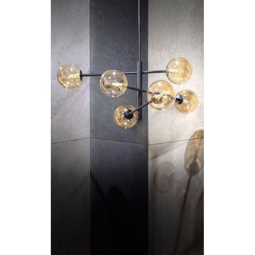 Lampadario su palo ORO 6xG9/12W/230V nero/oro