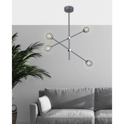 Lampadario su palo PAKSOS 4xG9/5W/230V grigio