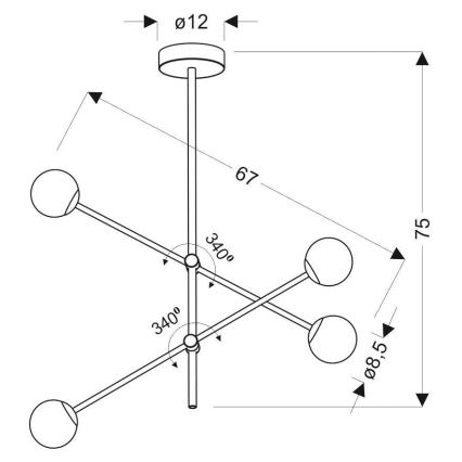 Lampadario su palo PAKSOS 4xG9/5W/230V nero