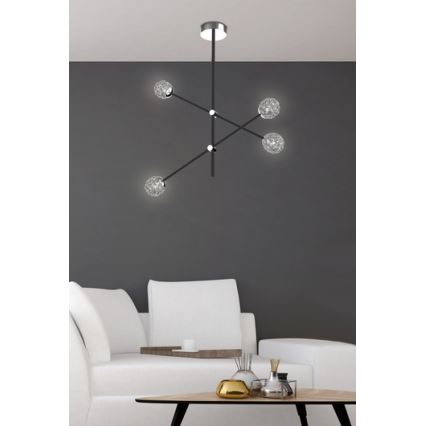 Lampadario su palo PAKSOS 6xG9/5W/230V nero