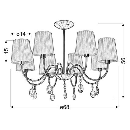 Lampadario su palo SORENTO 8xE14/40W/230V nero