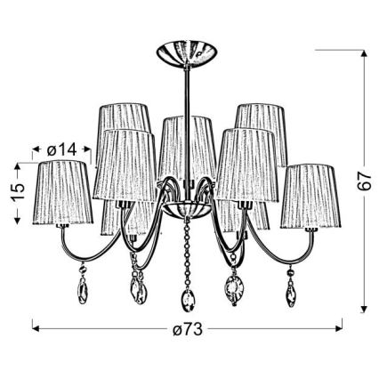 Lampadario su palo SORENTO 9xE14/40W/230V nero