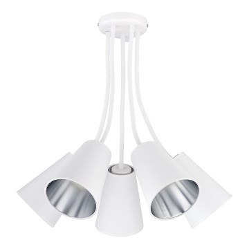 Lampadario su palo WIRE 5xE27/15W/230V bianco/argento