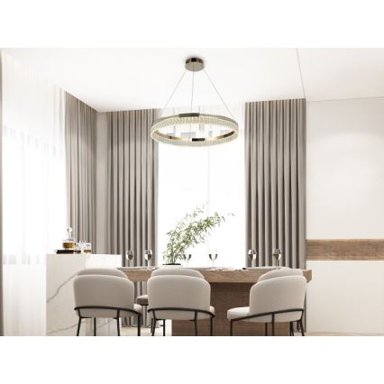 Lampadario in cristallo LED dimmerabile a sospensione con cavo THALIA LED/55W/230V 3000-6000K Ø 80 cm + telecomando