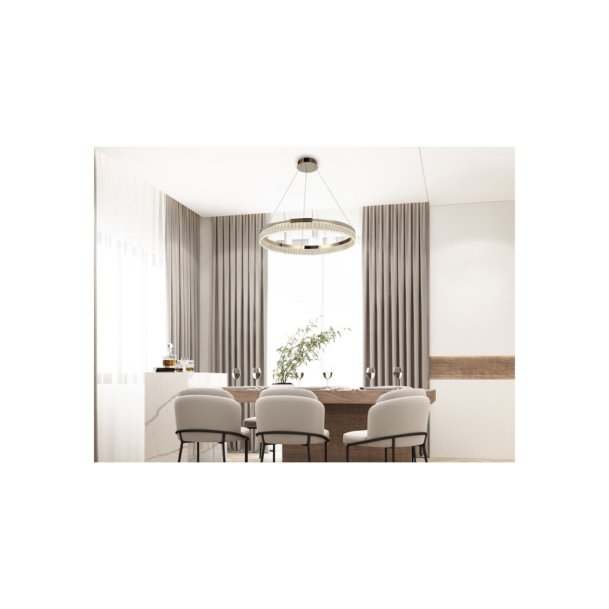 Lampadario in cristallo LED dimmerabile a sospensione con cavo THALIA LED/55W/230V 3000-6000K Ø 80 cm + telecomando