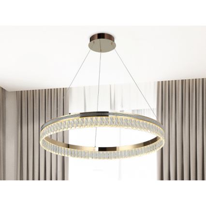 Lampadario in cristallo LED dimmerabile a sospensione con cavo THALIA LED/55W/230V 3000-6000K Ø 80 cm + telecomando