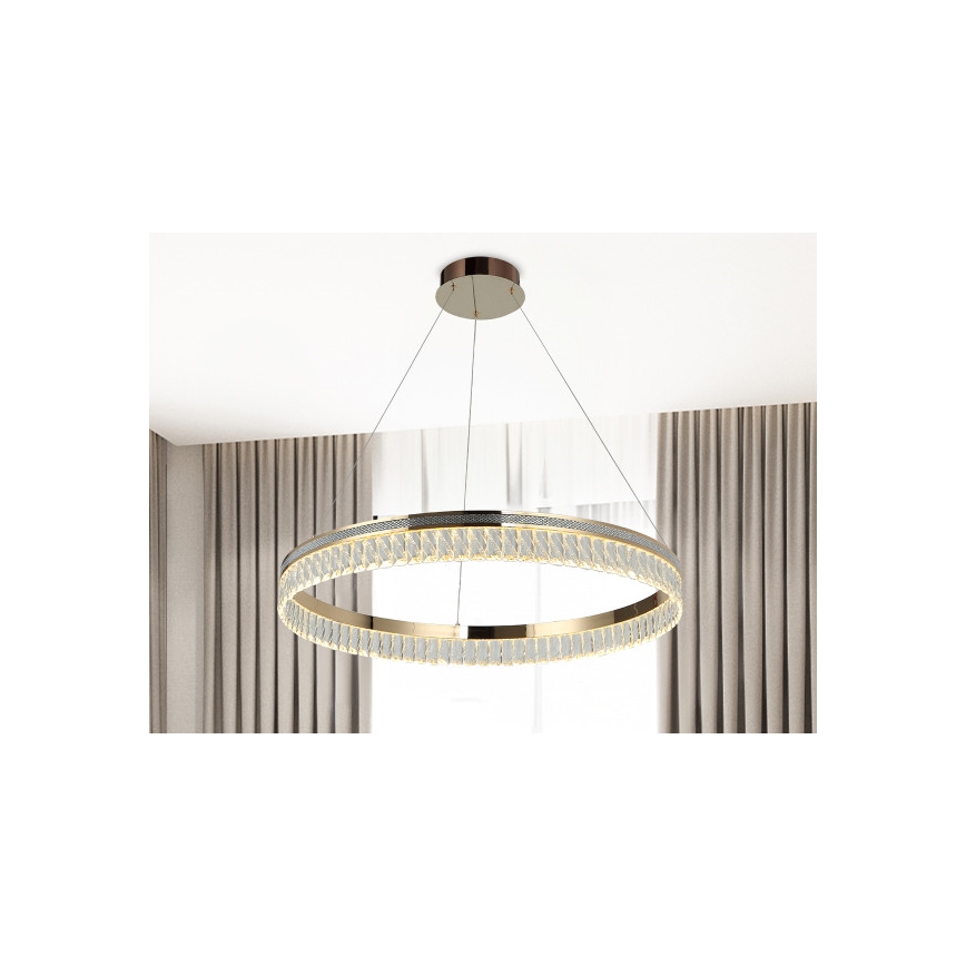 Lampadario in cristallo LED dimmerabile a sospensione con cavo THALIA LED/55W/230V 3000-6000K Ø 80 cm + telecomando