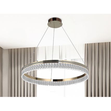 Lampadario in cristallo LED dimmerabile a sospensione con cavo THALIA LED/55W/230V 3000-6000K Ø 80 cm + telecomando