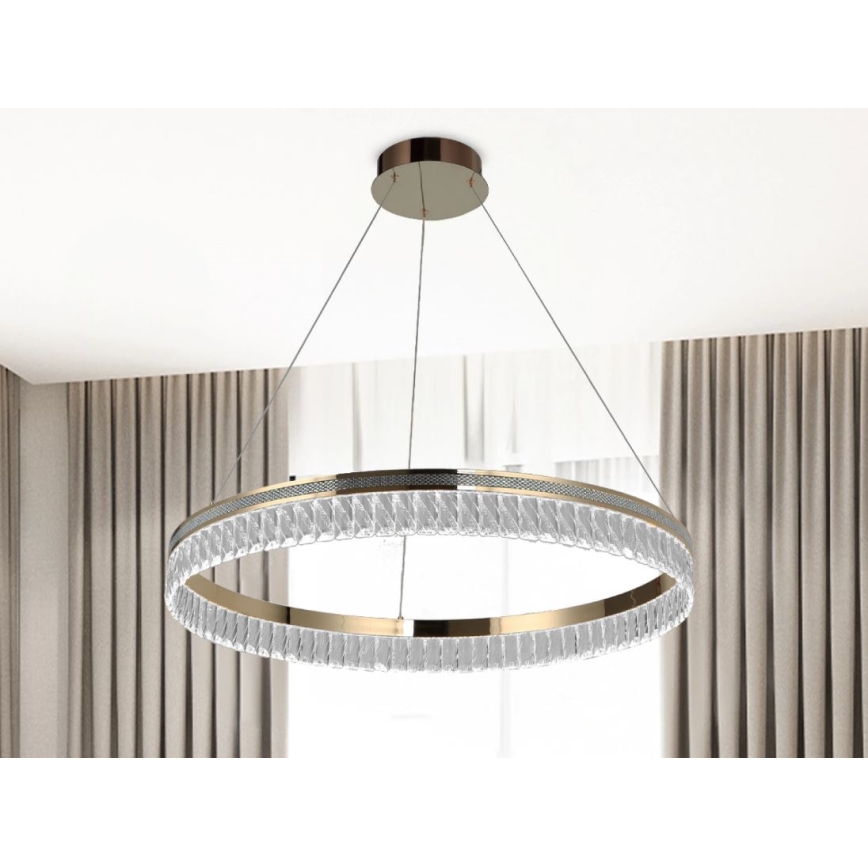Lampadario in cristallo LED dimmerabile a sospensione con cavo THALIA LED/55W/230V 3000-6000K Ø 80 cm + telecomando