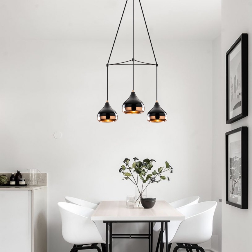 Lampadario YILDO 3xE27/40W/230V nero/rame