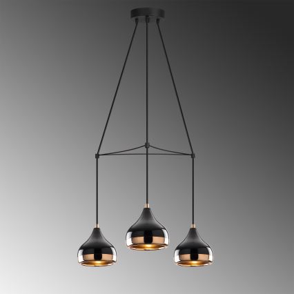 Lampadario YILDO 3xE27/40W/230V nero/rame