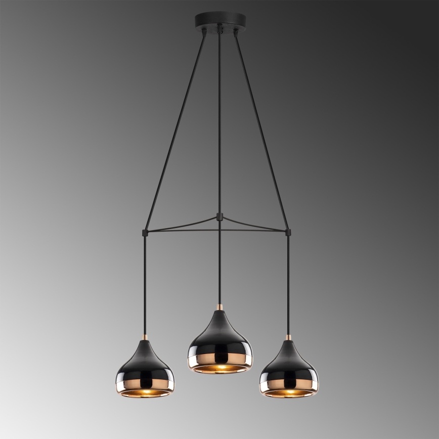 Lampadario YILDO 3xE27/40W/230V nero/rame