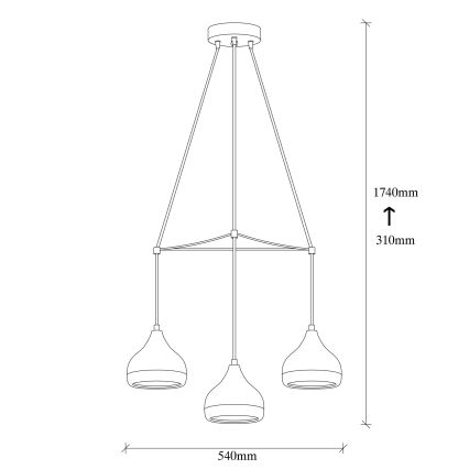 Lampadario YILDO 3xE27/40W/230V nero/rame