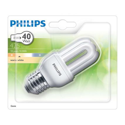 Lampadina a risparmio energetico PHILIPS E27/8W/230V - GENIE