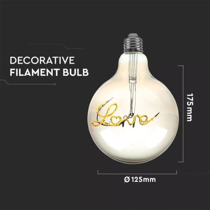 Lampadina decorativa LED FILAMENT G125 E27/5W/230V 2200K