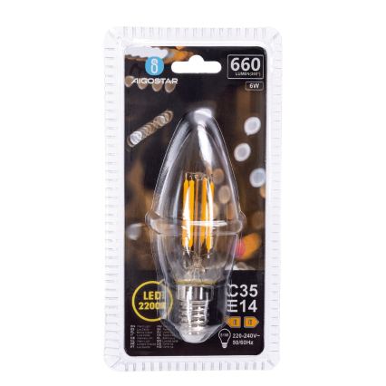 Lampadina LED a filamento C35 E14/6W/230V 2200K - Aigostar