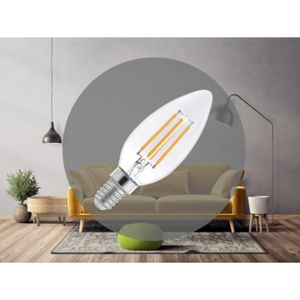 Lampadina LED a filamento C37 E14/6W/230V 4000K