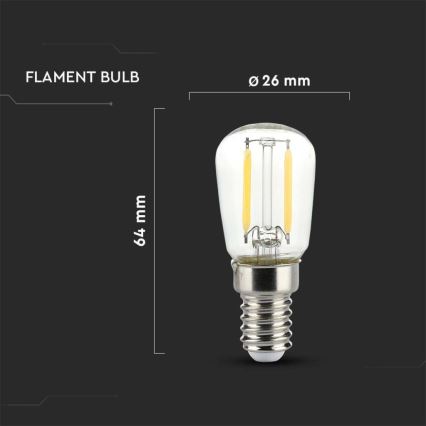 Lampadina LED a filamento ST26, attacco E14, 2W, 230V, 4000K