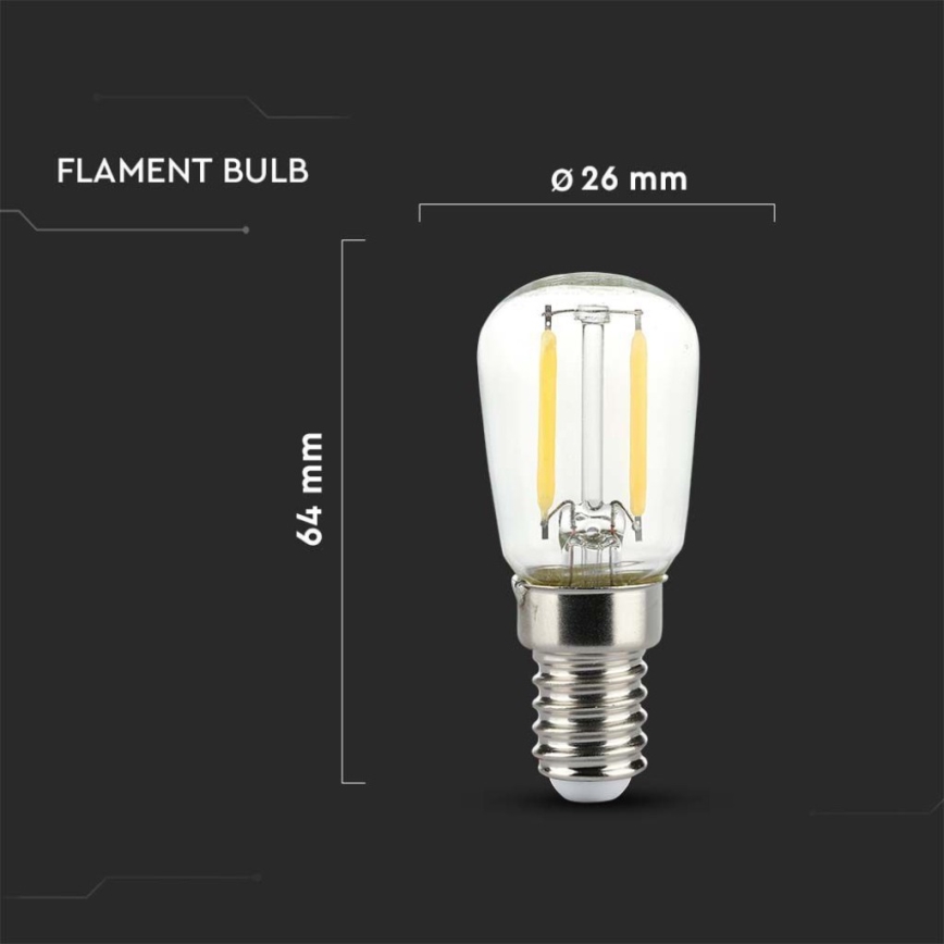Lampadina LED a filamento ST26, attacco E14, 2W, 230V, 4000K