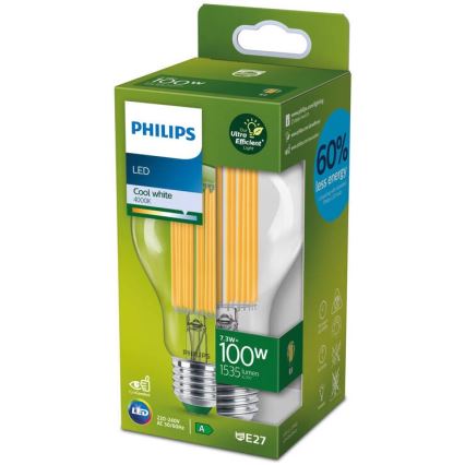 Lampadina LED a filamento ULTRAEFFICIENT Philips A60 E27/7,3W/230V 4000K