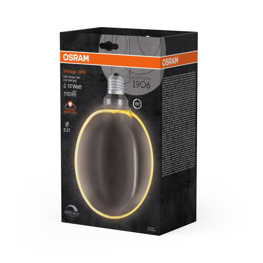 Lampadina LED dimmerabile a filamento vintage E27/4W/230V 1800K - Osram
