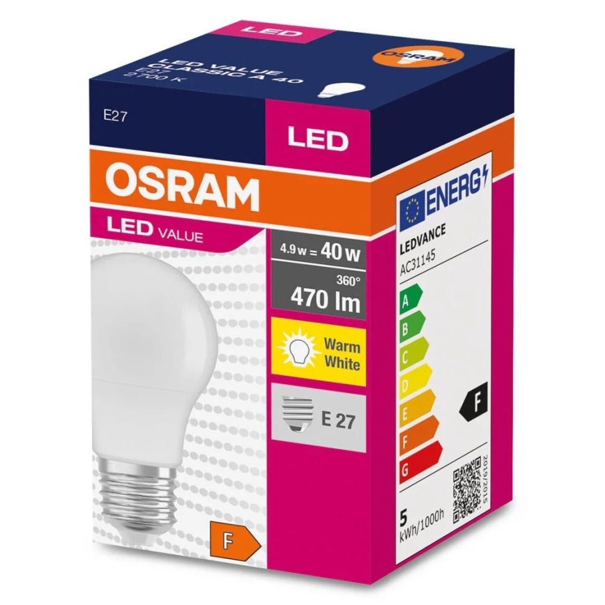 Lampadina LED A40 E27/4,9W/230V 2700K - Osram