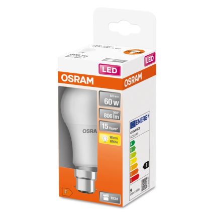 Lampadina LED A60 B22d/8,5W/230V 2700K - Osram