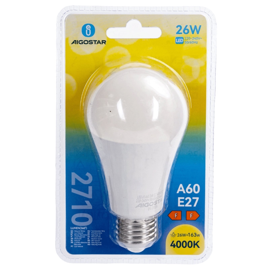 Lampadina LED A60 E27/26W/230V 4000K - Aigostar