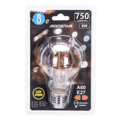 Lampadina LED  A60 E27/8W/230V 2200K - Aigostar