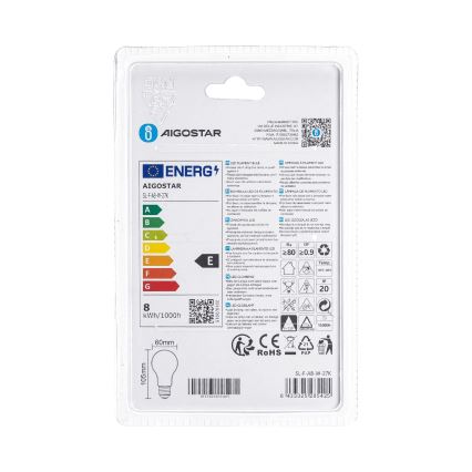 Lampadina LED A60 E27/8W/230V 330° 2700K - Aigostar