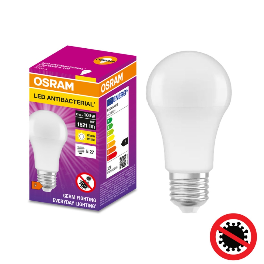 Lampadina LED Antibatterica A100 E27/13W/230V 2700K - Osram