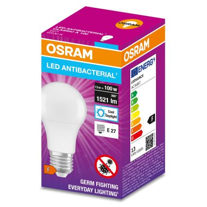 Lampadina LED Antibatterica A100 E27/13W/230V 6500K - Osram