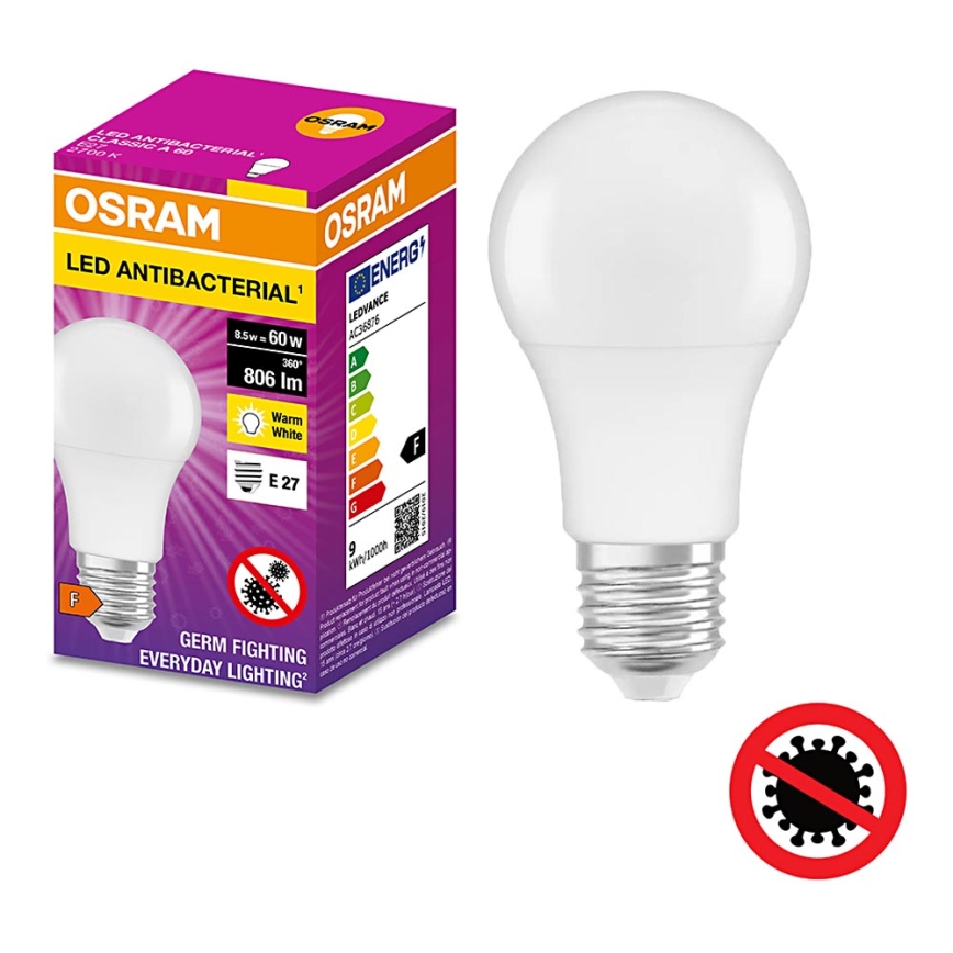 Lampadina LED Antibatterica A60 E27/8,5W/230V 2700K - Osram