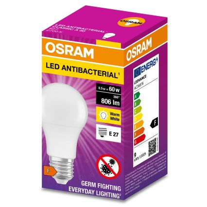 Lampadina LED Antibatterica A60 E27/8,5W/230V 2700K - Osram