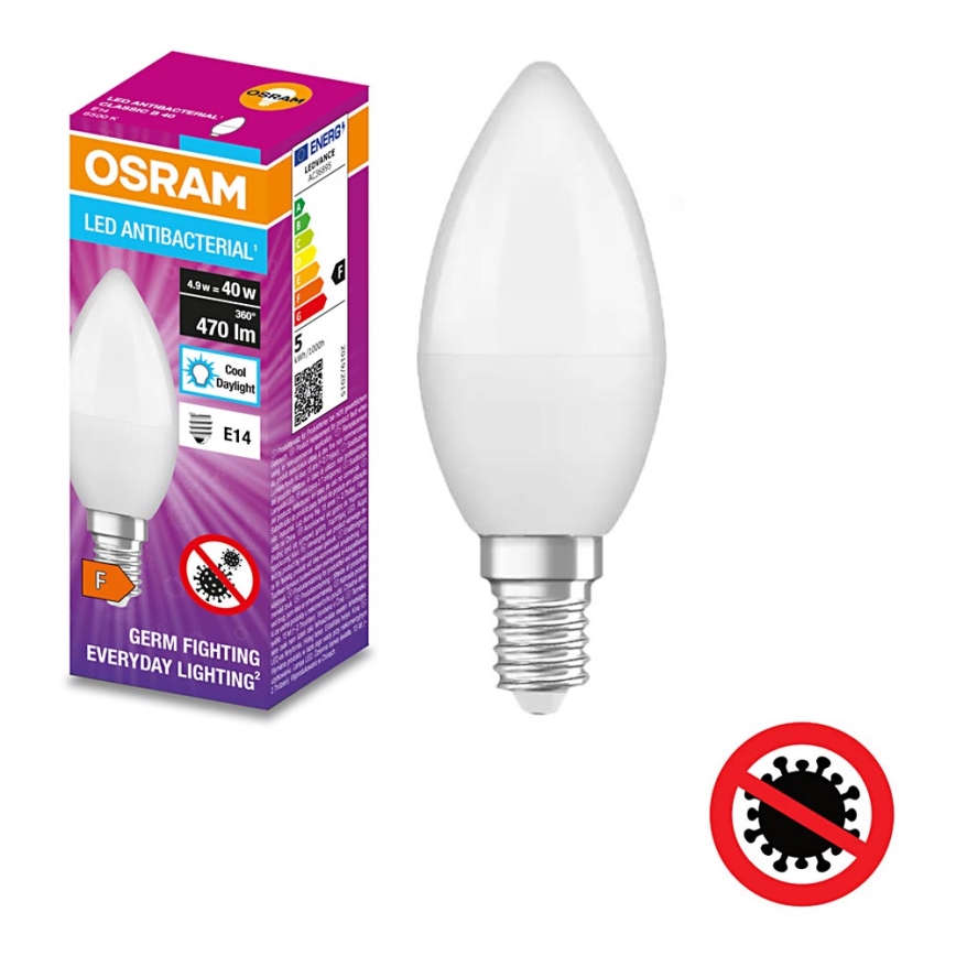 Lampadina LED Antibatterica B40 E14/4,9W/230V 6500K - Osram