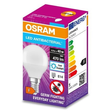 Lampadina LED Antibatterica P40 E14/4,9W/230V 6500K - Osram