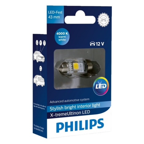 Lampadina LED Auto Philips X-TREME VISION 129454000KX1 C5W SV8,5/1W/12V 4000K
